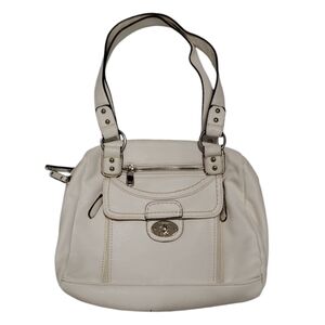 B.O.C. White Shoulder Bag Faux Pebbled Leather